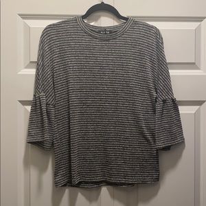 Striped shirt with bell sleeves